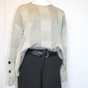 Zara Plaid Crewneck Long-sleeved Top Women's Large
